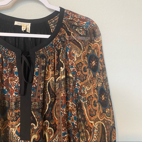 Anthropologie Blouse Meadow Rue Marya Paisley Print Peasant Top Boho Fall Sz XS - Picture 9 of 14